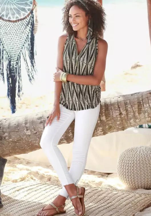 Discount LASCANA Strandtop Schwarz-Sand-Bedruckt