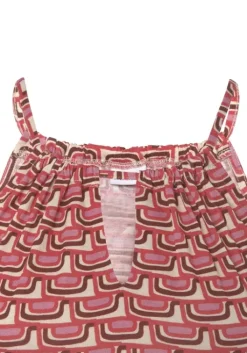 Outlet Vivance Strandtop Beige-Rot Bedruckt