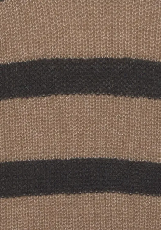 Sale Vivance Streifenpullover Camelfarben-Schwarz