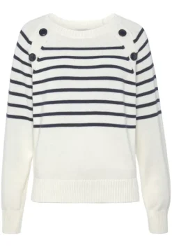 Online Vivance Streifenpullover Weis-Marine