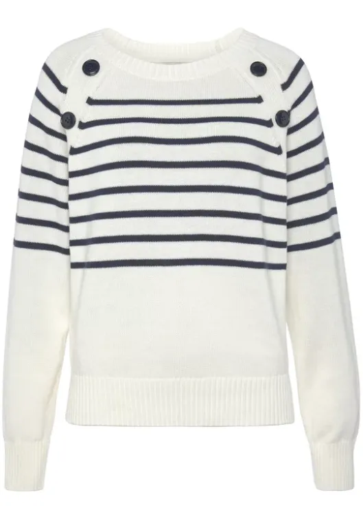 Online Vivance Streifenpullover Weis-Marine