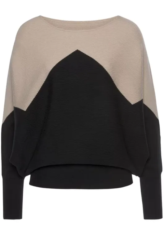 Sale LASCANA Strickpullover Sand-Schwarz