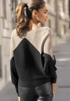 Sale LASCANA Strickpullover Sand-Schwarz