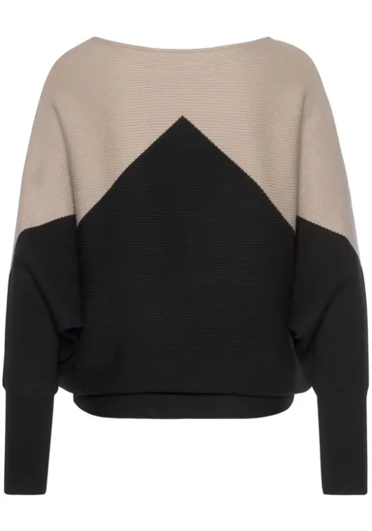 Sale LASCANA Strickpullover Sand-Schwarz