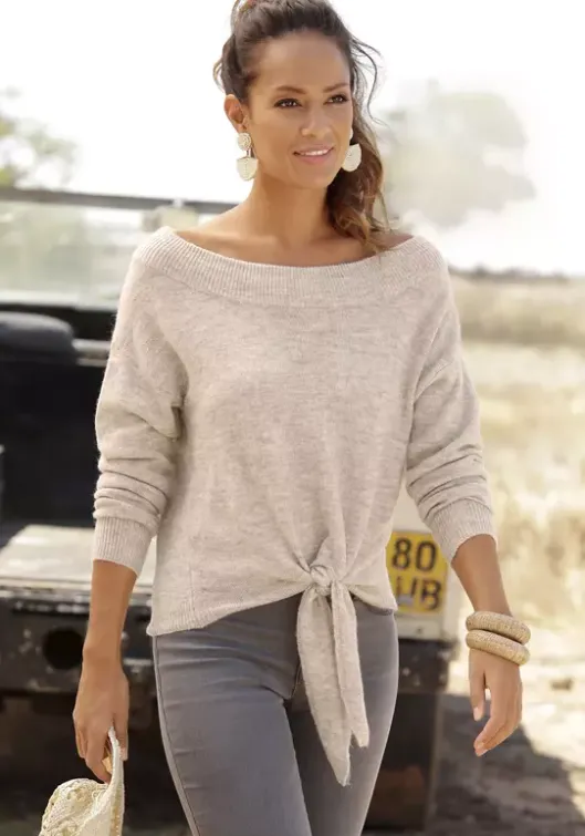 LASCANA Strickpullover Beige-Meliert