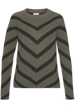 New LASCANA Strickpullover Khaki-Schwarz