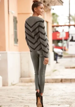 New LASCANA Strickpullover Khaki-Schwarz