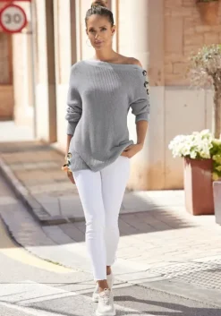 Sale LASCANA Strickpullover Hellgrau-Meliert