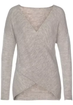 Online LASCANA Strickpullover Beige-Meliert