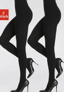 LASCANA Strickstrumpfhose 2X Schwarz