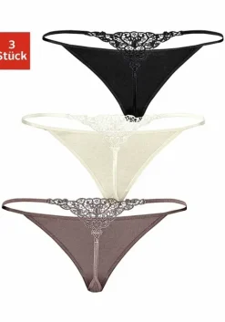 Discount LASCANA String Taupe, Schwarz, Creme