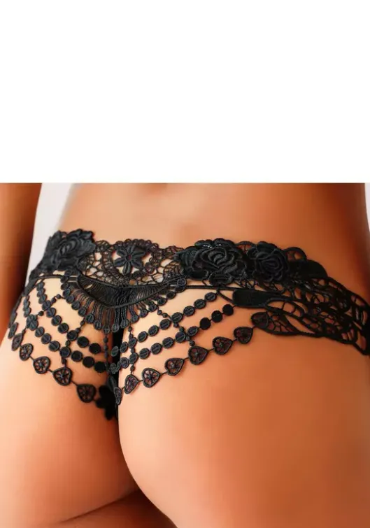 Hot petite fleur gold String-Ouvert Schwarz