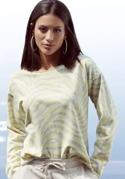 Best LASCANA Sweatshirt Hellgelb-Hellgrau-Gemustert