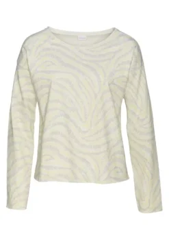 Best LASCANA Sweatshirt Hellgelb-Hellgrau-Gemustert