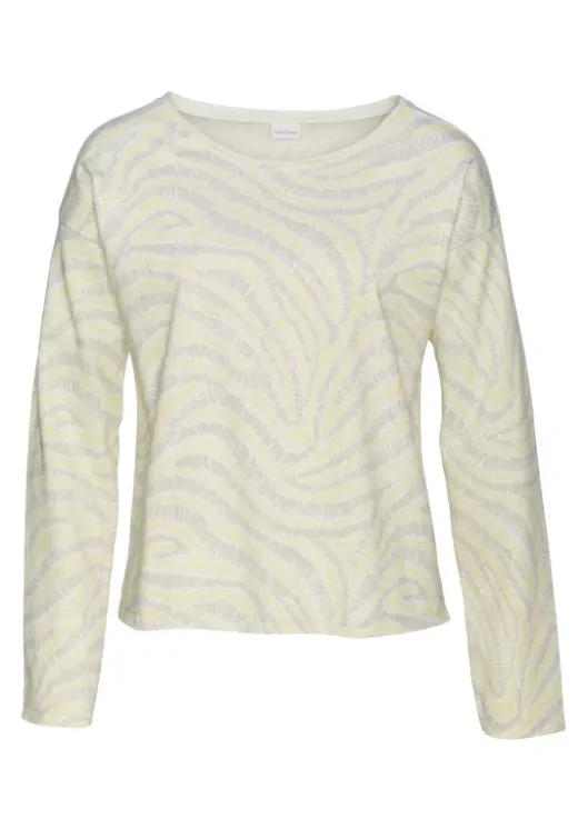 Best LASCANA Sweatshirt Hellgelb-Hellgrau-Gemustert