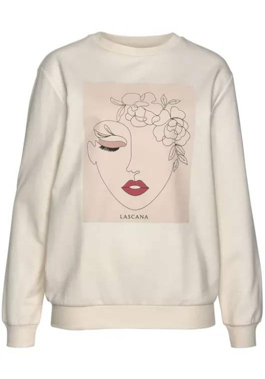 Online LASCANA Sweatshirt Hellbeige-Natur-Hellrosa
