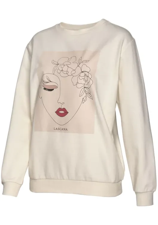 Online LASCANA Sweatshirt Hellbeige-Natur-Hellrosa