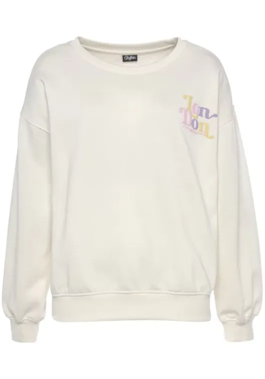 Clearance Buffalo Sweatshirt"Mit Rippbundchen" Creme