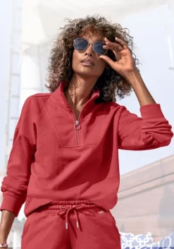 Discount H.I.S Sweatshirt"Troyer Mit Stehkragen" Rot