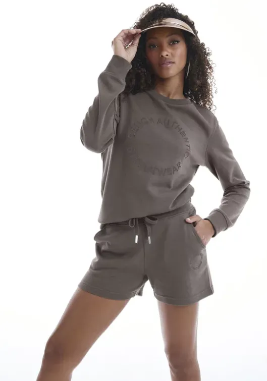 Online Bench. Sweatshorts"Mit Logostickerei" Taupe