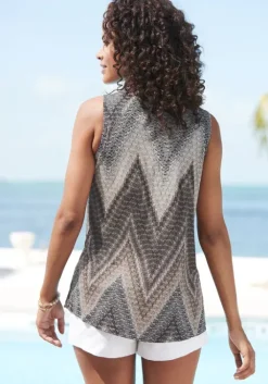 Best LASCANA Tanktop Schwarz-Braun-Creme Bedruckt