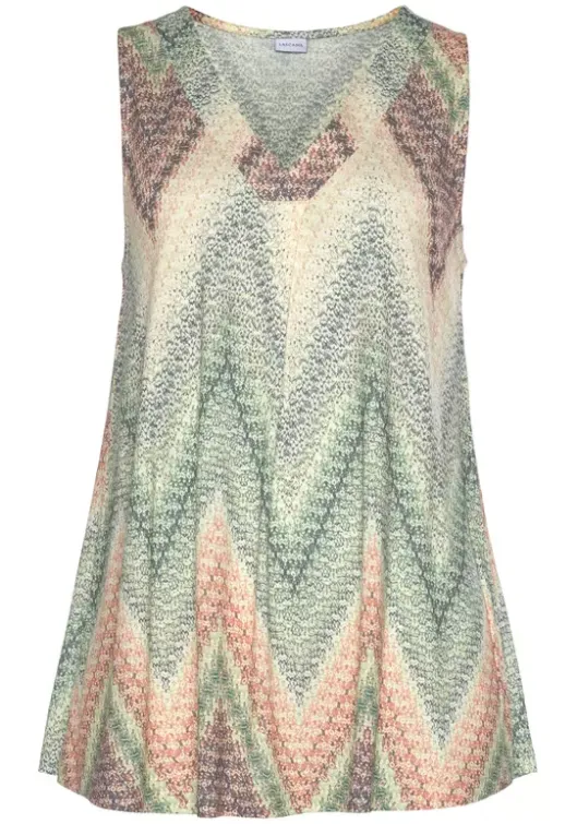 New LASCANA Tanktop Grun-Rost-Aubergine-Bedruckt