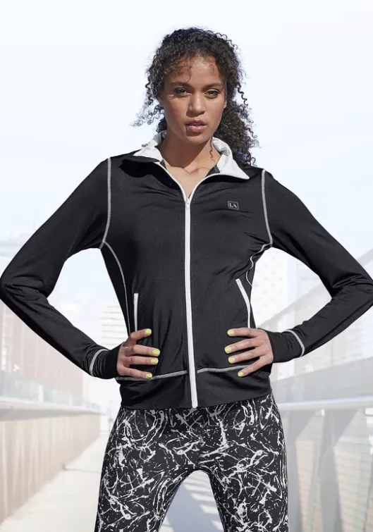 Discount LASCANA ACTIVE Trainingsjacke"Black Marble" Schwarz-Weis
