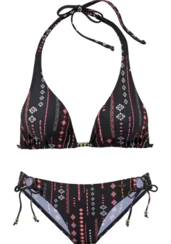 Online Buffalo Triangel-Bikini"Inka" Schwarz-Bedruckt