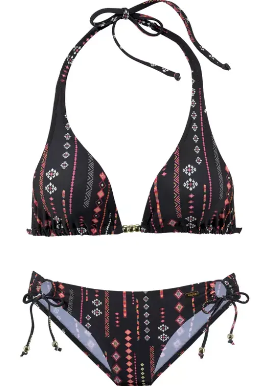 Online Buffalo Triangel-Bikini"Inka" Schwarz-Bedruckt