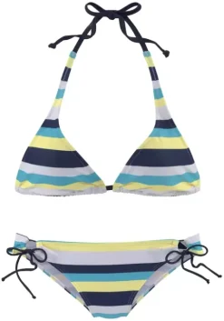 Discount Venice Beach Triangel-Bikini"Svea" Marine-Gelb-Gestreift