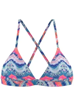 Hot Venice Beach Triangel-Bikini-Top"Face" Blau-Orange