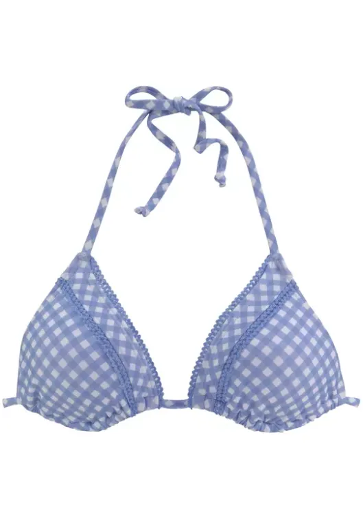 Discount Buffalo Triangel-Bikini-Top"Karo" Hellblau-Kariert
