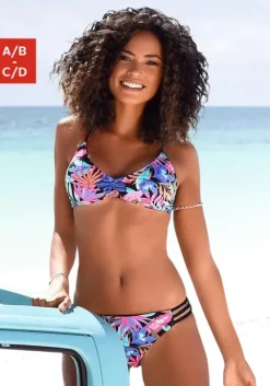 Best Bench. Triangel-Bikini-Top"Pitch" Schwarz-Bedruckt