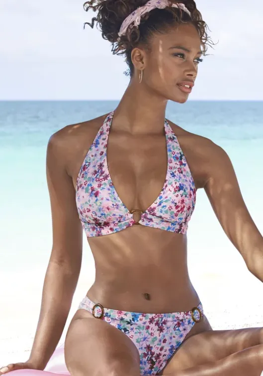 Hot s.Oliver Triangel-Bikini-Top"Scatter" Lila-Bedruckt