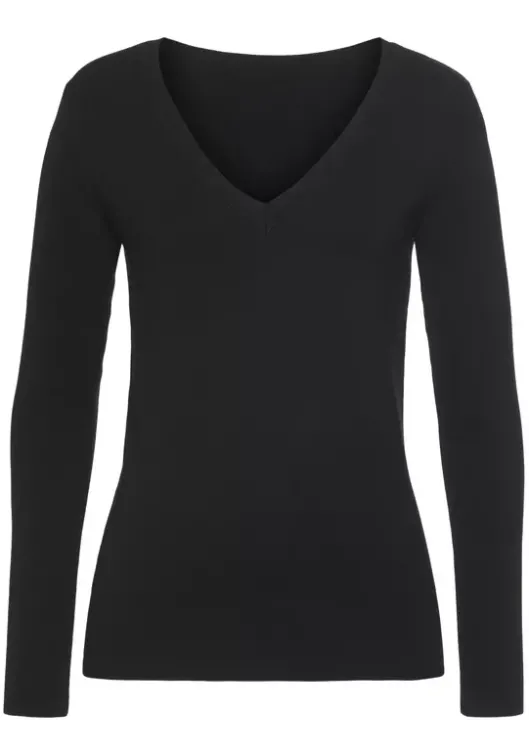 Sale Vivance V-Ausschnitt-Pullover Schwarz