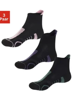 Clearance LASCANA ACTIVE Wandersocken 1X Schwarz-Lila, 1X Schwarz-Rosa, 1X Schwarz-Grun