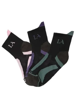 Clearance LASCANA ACTIVE Wandersocken 1X Schwarz-Lila, 1X Schwarz-Rosa, 1X Schwarz-Grun