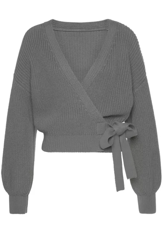Discount LASCANA Wickelstrickjacke Grau