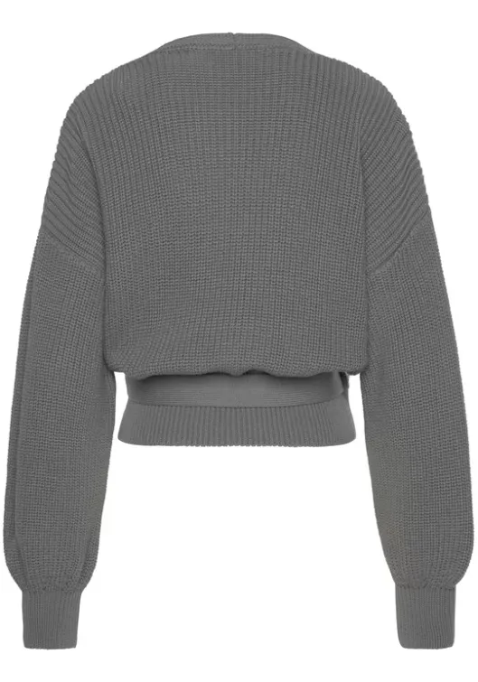 Discount LASCANA Wickelstrickjacke Grau