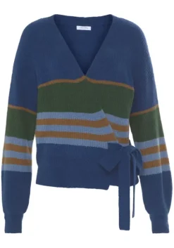 Online LASCANA Wickelstrickjacke Blau Gestreift