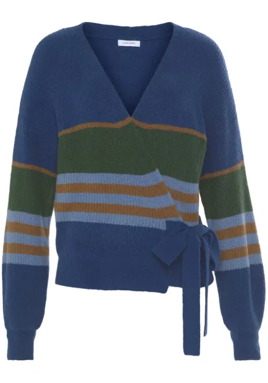 Online LASCANA Wickelstrickjacke Blau Gestreift