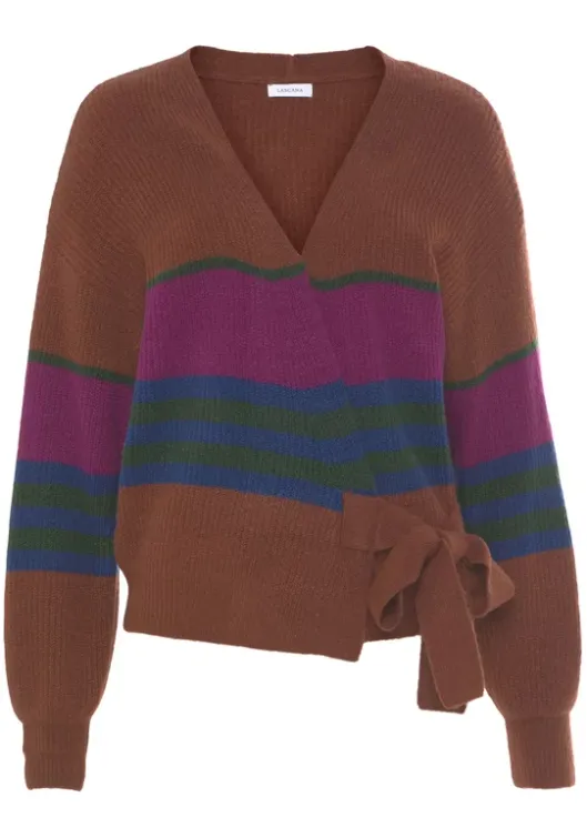Clearance LASCANA Wickelstrickjacke Braun Gestreift