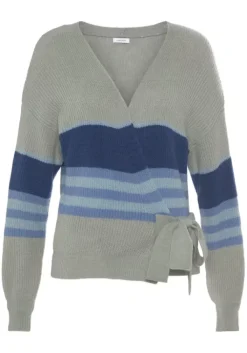 Online LASCANA Wickelstrickjacke Grau Gestreift